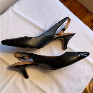 Elegant leather sling back pumps
